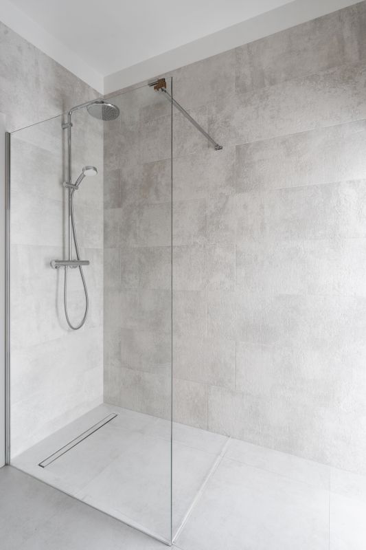 Shower with Vertical Waterfall Feature